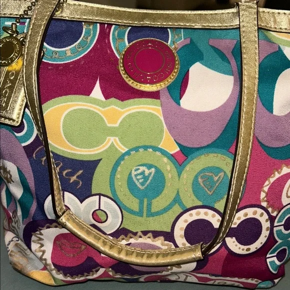 Coach Poppy C Graffiti with Gold Accents and gold tag EUC (see description) - Picture 5 of 12